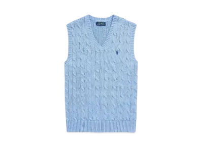 Polo Ralph Lauren Cable Knit Cotton Sweater Vest "Blue"