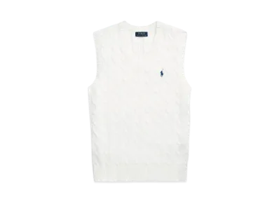Polo Ralph Lauren Cable Knit Cotton Sweater Vest "White"