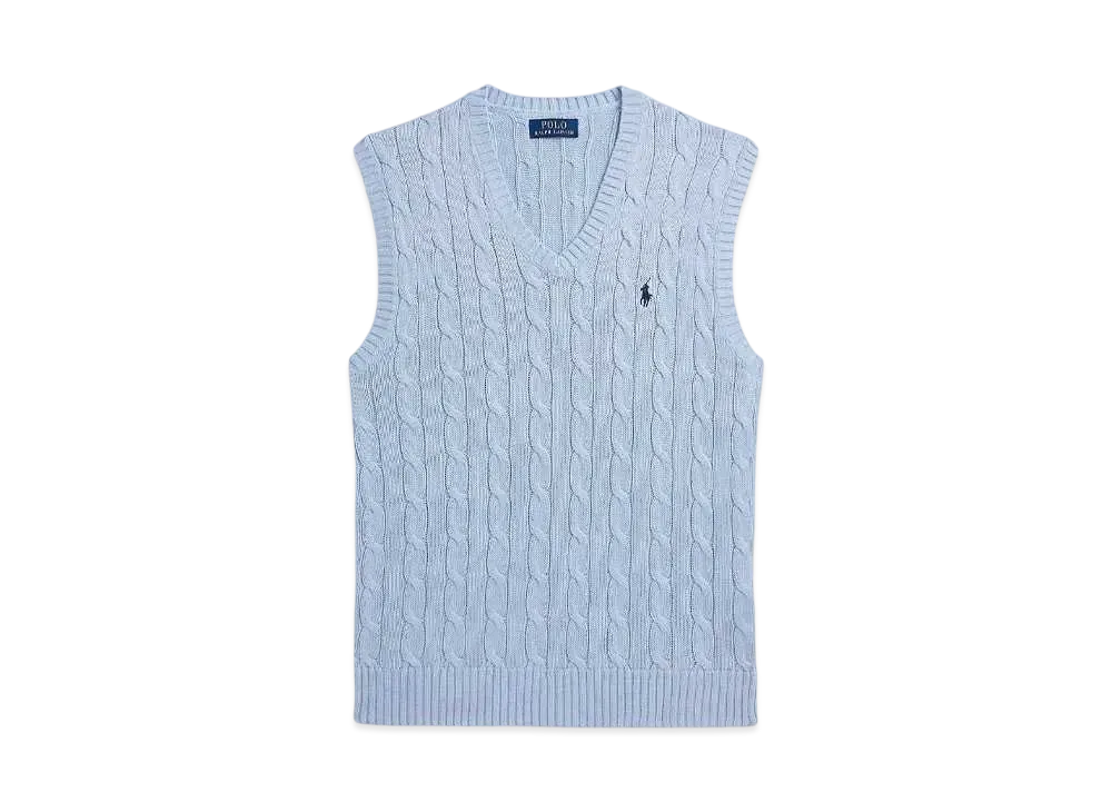 Polo Ralph Lauren Cable Knit Cotton Sweater Vest "Blue"