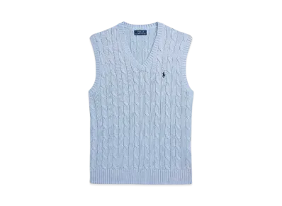 Polo Ralph Lauren Cable Knit Cotton Sweater Vest "Blue"