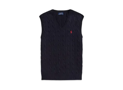 Polo Ralph Lauren Cable Knit Cotton Sweater Vest "Blue"