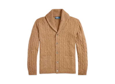 Polo Ralph Lauren Cable Knit Cashmere Shawl Cardigan "Brown"