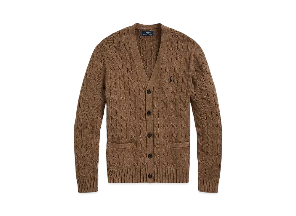 Polo Ralph Lauren Cable Knit Cotton Cardigan "Brown"