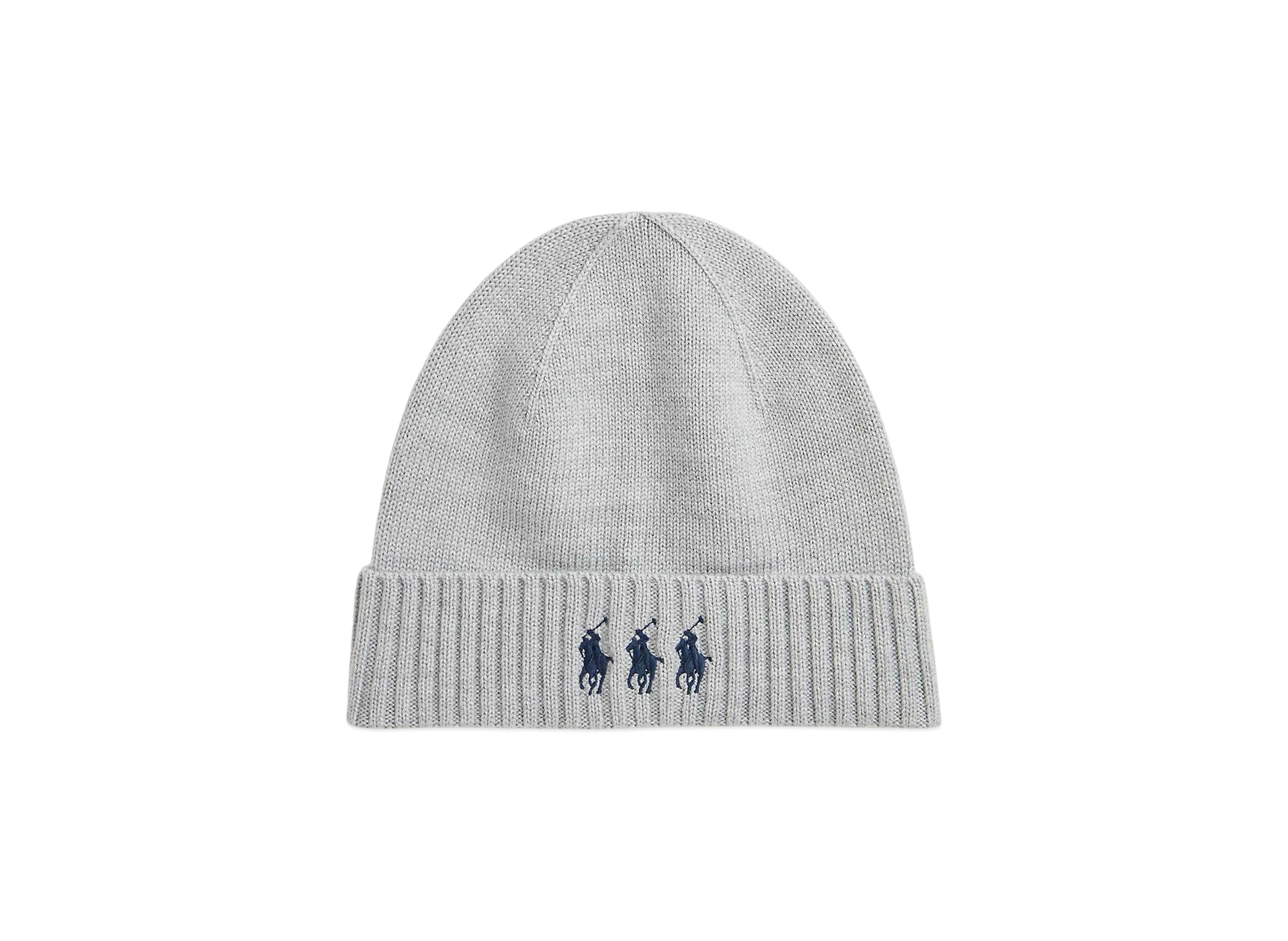 Polo Ralph Lauren Triple Pony Washable Wool Beanie "Gray"