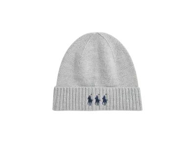 Polo Ralph Lauren Triple Pony Washable Wool Beanie "Gray"