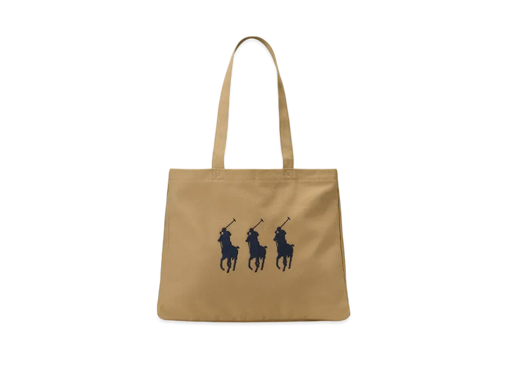 Polo Ralph Lauren Triple Big Pony Canvas Tote "Brown"