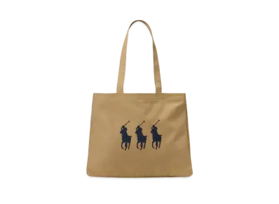 Polo Ralph Lauren Triple Big Pony Canvas Tote "Brown"