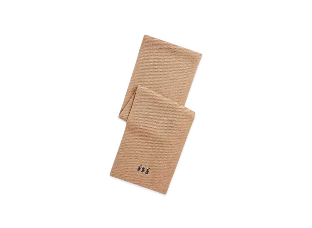 Polo Ralph Lauren Triple Pony Washable Wool Scarf "Brown"