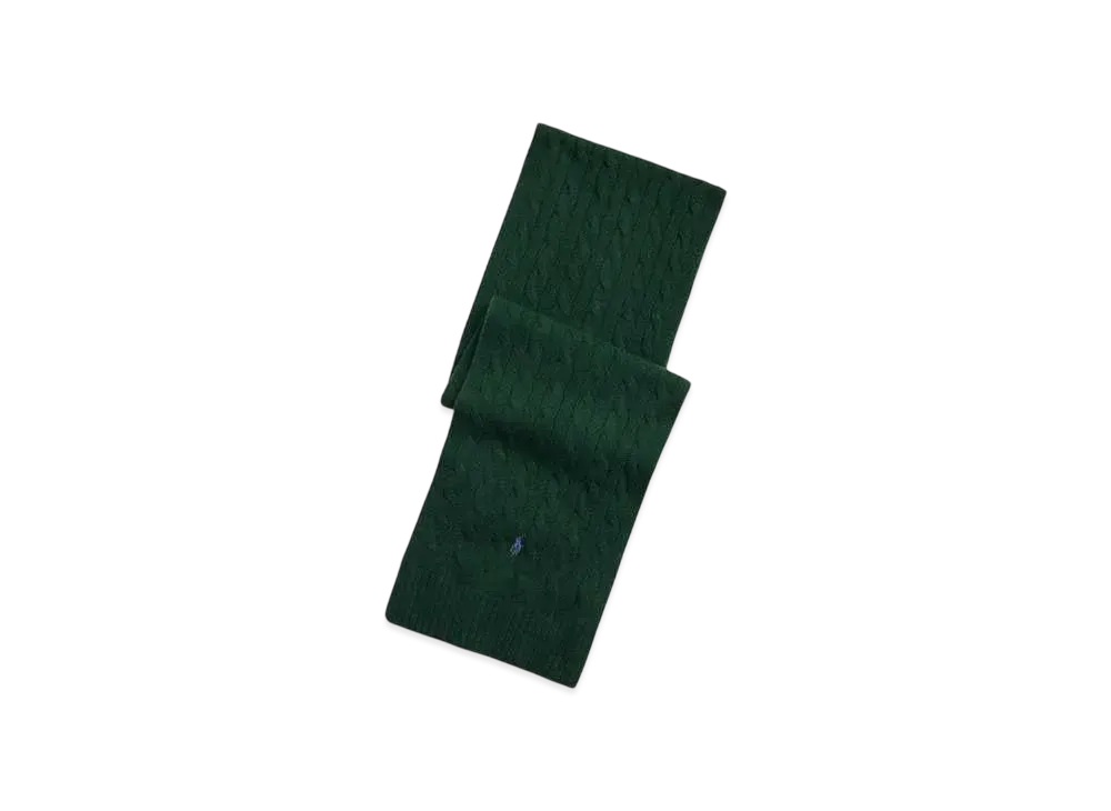 Polo Ralph Lauren Cable Knit Wool Blend Muffler "Green"