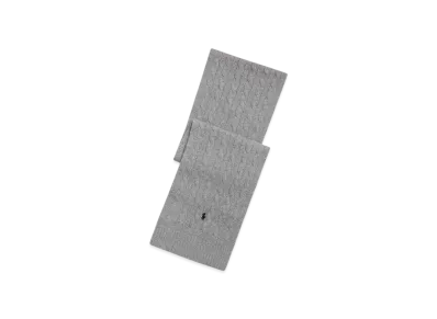 Polo Ralph Lauren Cable Knit Wool Blend Muffler "Gray"