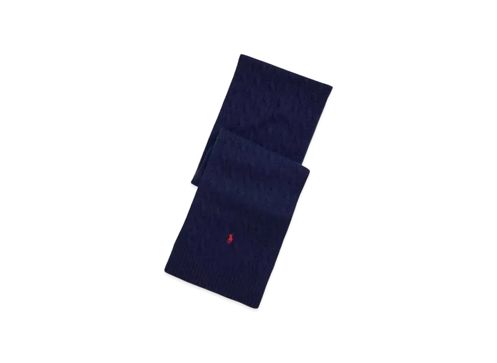 Polo Ralph Lauren Cable Knit Wool Blend Muffler "Blue"