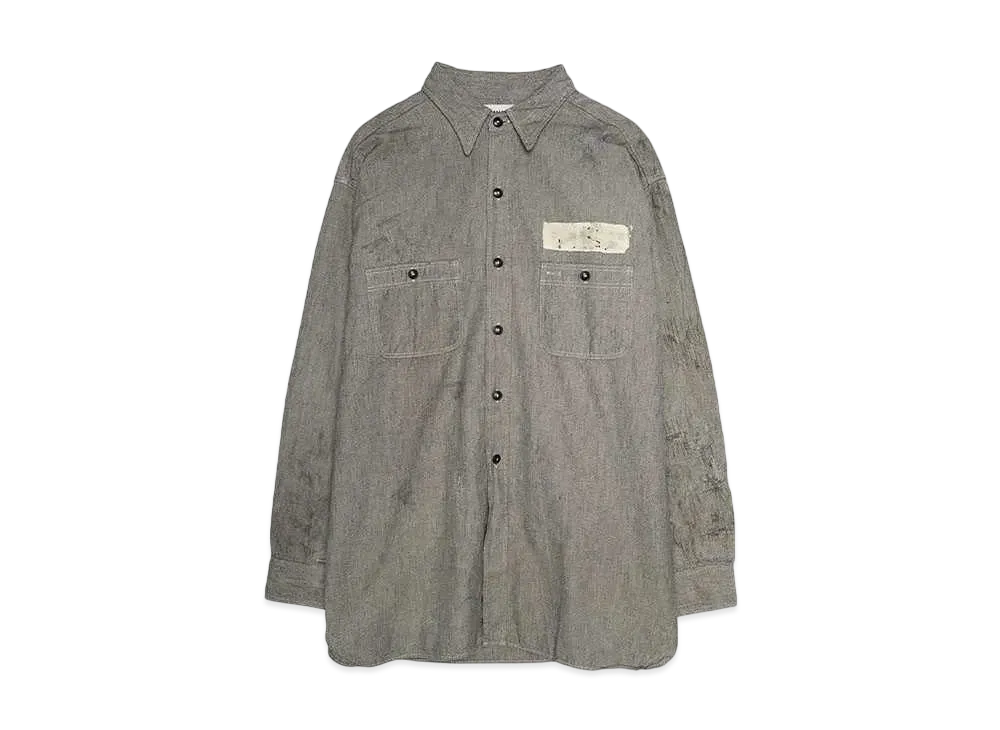 BOW WOW PRISONER BLACK CHAMBRAY SHIRTS "MAD BLACK REPAIRED"