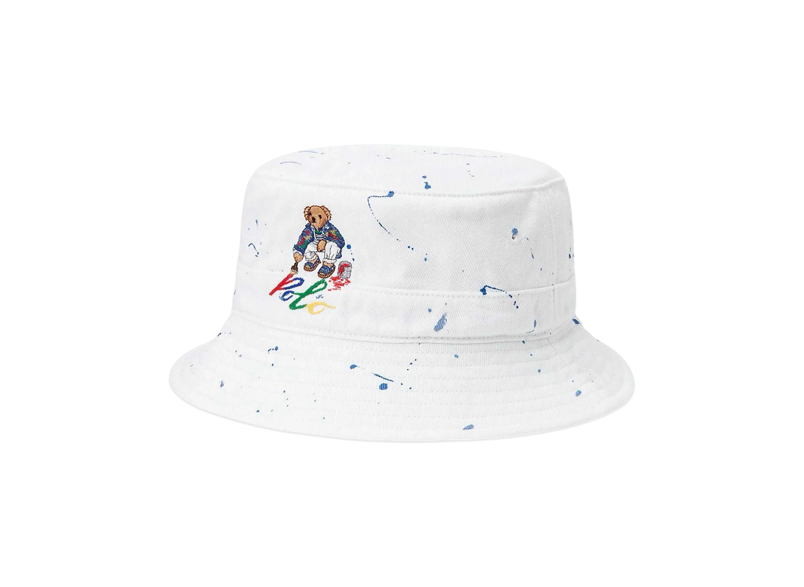 Polo Ralph Lauren Polo Bear Paint Splatter Bucket Hat "White"