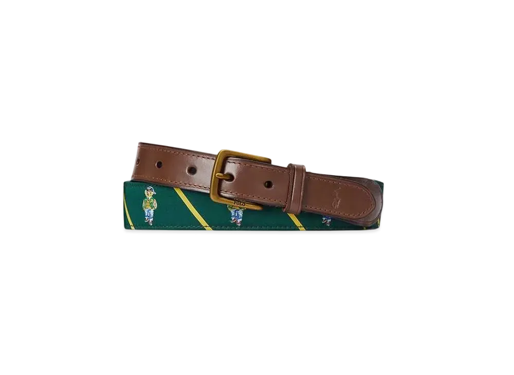 Polo Ralph Lauren Polo Bear Leather Trim Belt "Green"