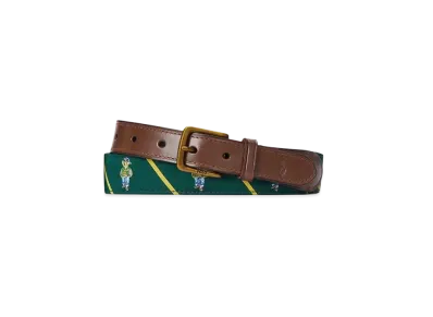 Polo Ralph Lauren Polo Bear Leather Trim Belt "Green"