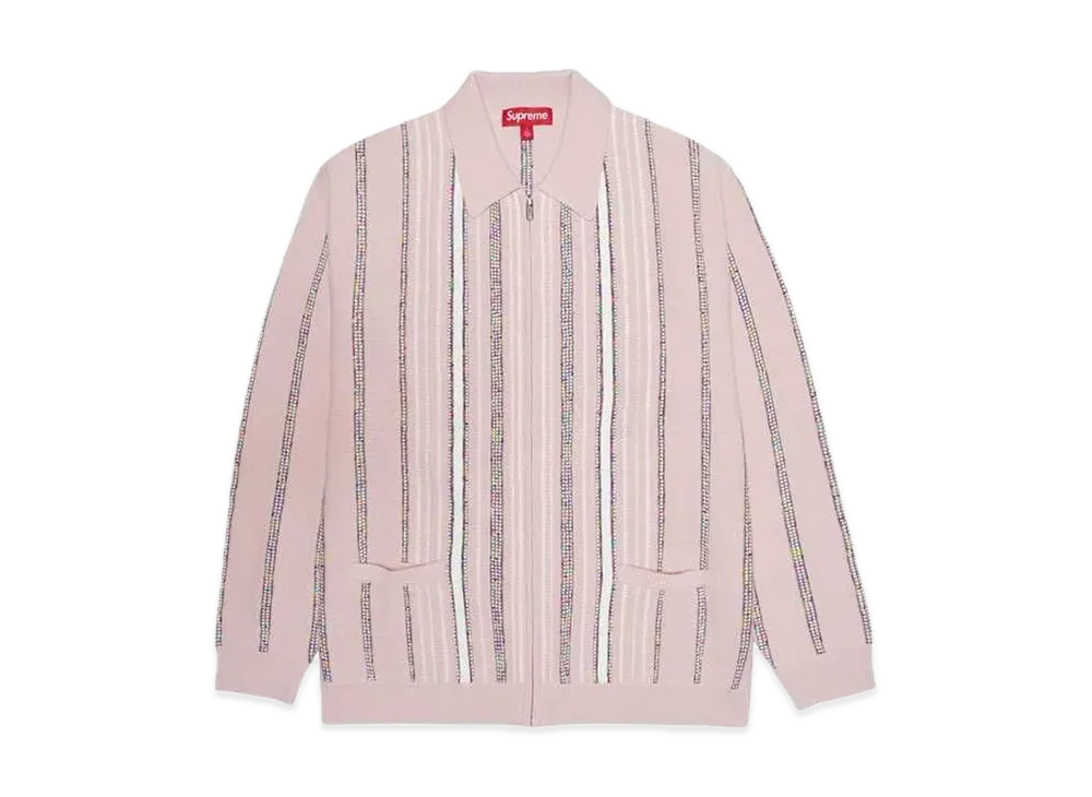 Supreme Speckle Stripe Zip Up Cardigan "Pink"
