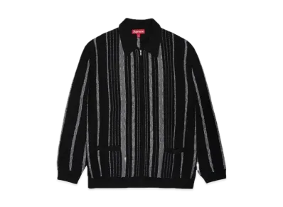 Supreme Speckle Stripe Zip Up Cardigan "Black"