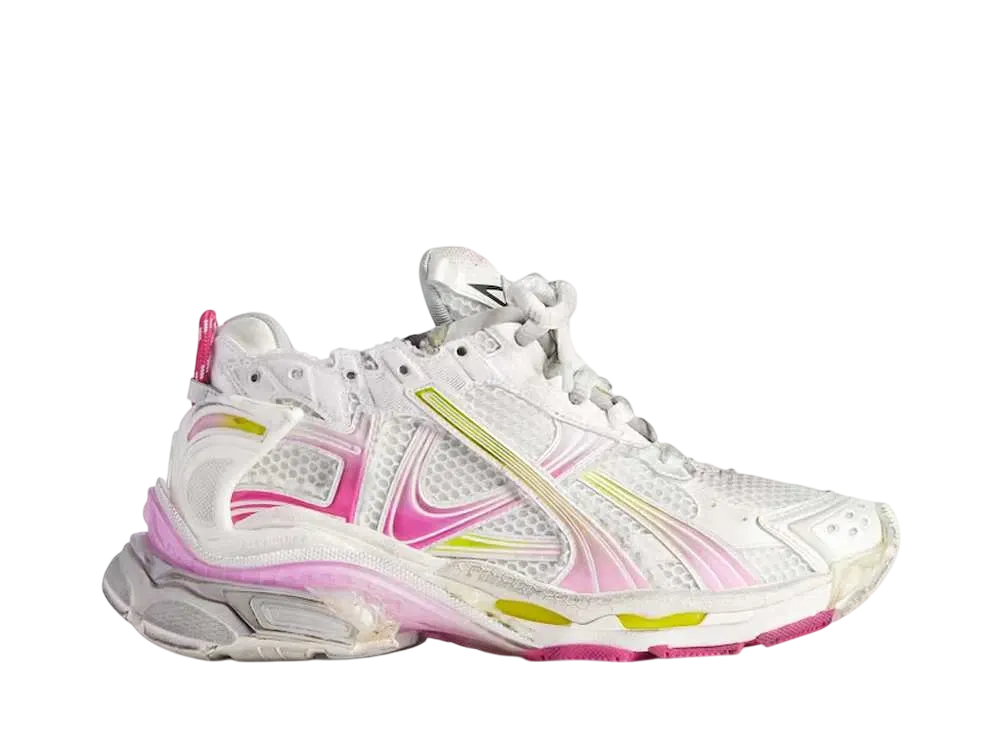 バレンシアガ ウィメンズ ランナー グラディエント スニーカー "ホワイト/ピンク/グレー/ネオンイエロー"