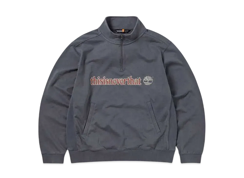 thisisneverthat x Timberland Heritage Quarter Zip Sweatshirt "Blue Grey"