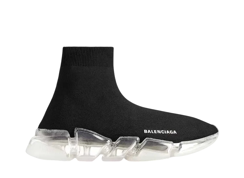 バレンシアガ ウィメンズ スピード 2.0 フルクリア ソール リサイクルニット スニーカー "ブラック"