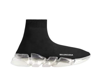 バレンシアガ ウィメンズ スピード 2.0 フルクリア ソール リサイクルニット スニーカー "ブラック"