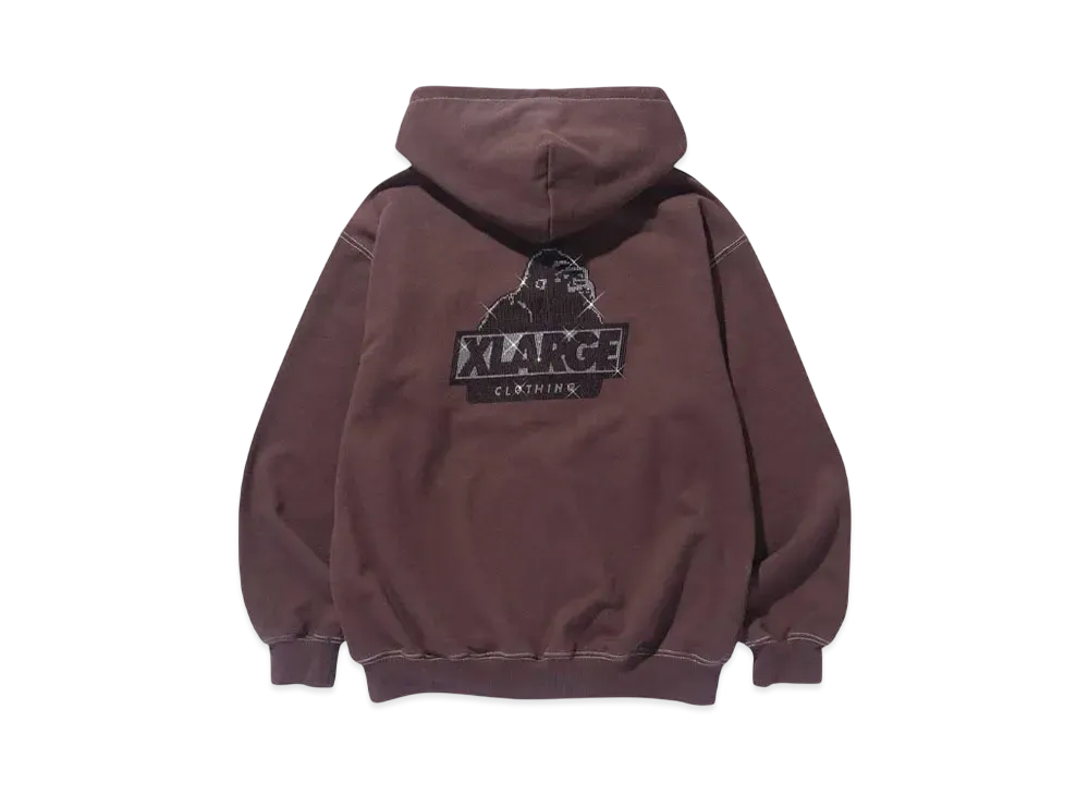 XLARGE RHINESTONE OG ZIP HOODED SWEATSHIRT "BROWN"