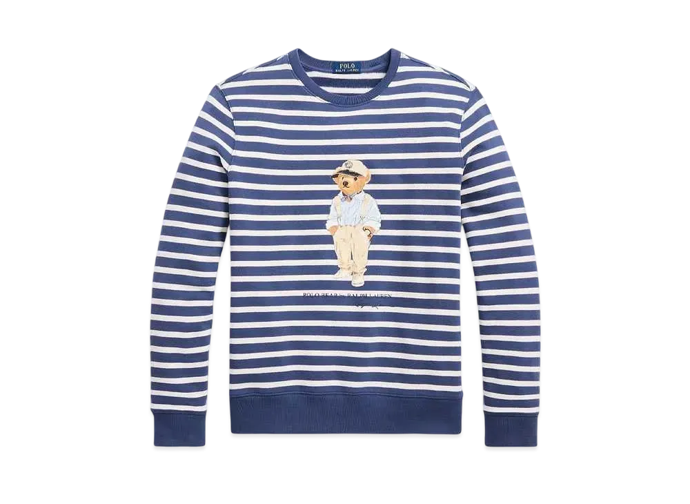 Polo Ralph Lauren Polo Bear Striped Fleece Sweatshirt "Navy"