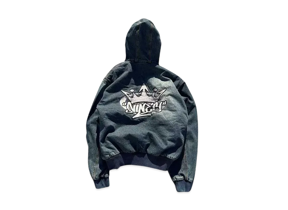 9090 King Logo Slub Denim Zip Hoodie "INDIGO"