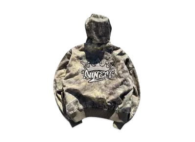 9090 King Logo Slub Denim Zip Hoodie "REAL TREE"