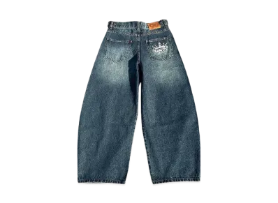 9090 King Logo Slub Denim Buggy Pants "INDIGO"