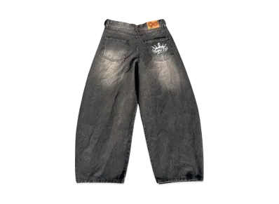 9090 King Logo Slub Denim Buggy Pants "SLUB DARK BROWN"