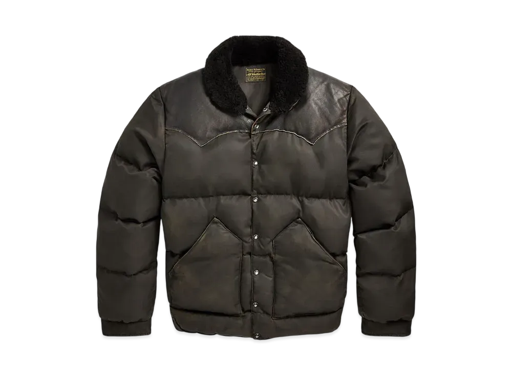 Polo Ralph Lauren Shearling Collar Leather Yoke Jacket "Black"