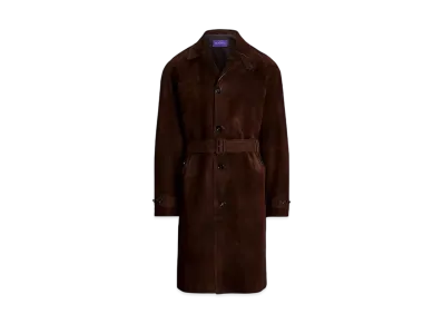 Ralph Lauren Purple Label Suede Balmacahn Coat "Brown"