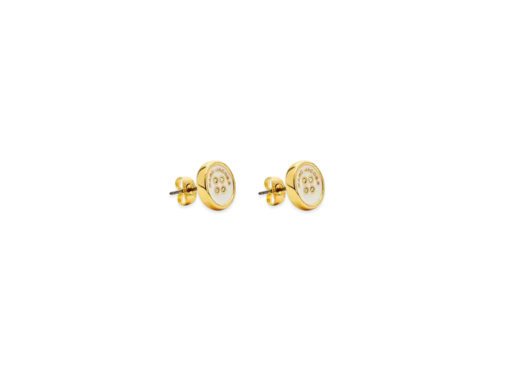 Marc Jacobs Button Enamel Stud Earrings "Gold/Cream"