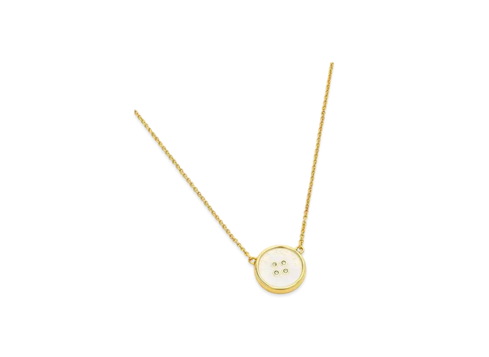 Marc Jacobs Button Enamel Pendant Necklace "Gold/Cream"