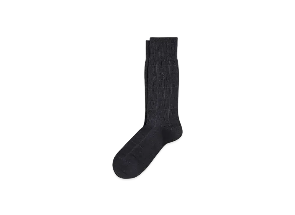 Polo Ralph Lauren Tonal Check Cotton Blend Dress Socks "Gray"
