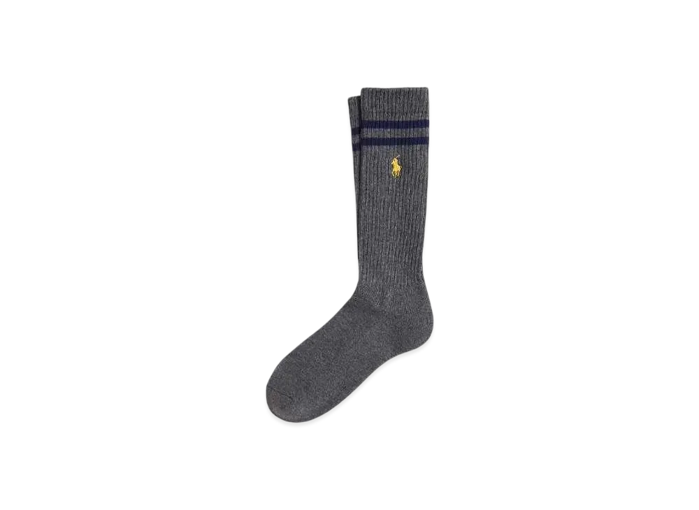 Polo Ralph Lauren Striped Cuff Cotton Blend Crew Socks "Gray"