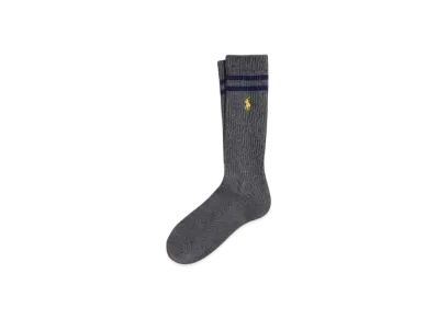 Polo Ralph Lauren Striped Cuff Cotton Blend Crew Socks "Gray"