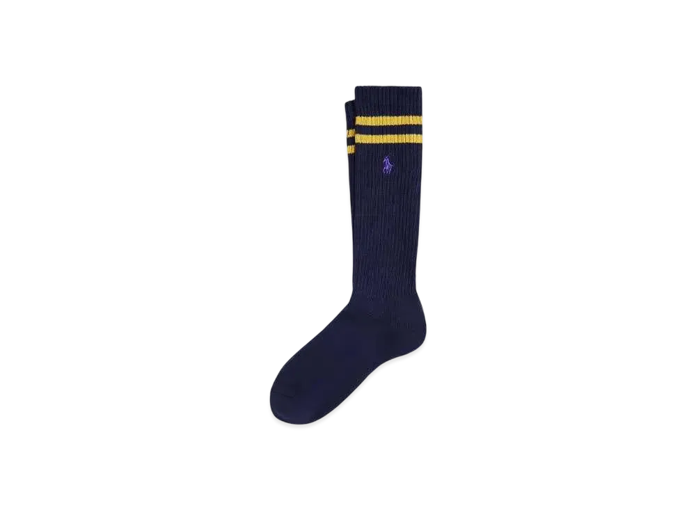 Polo Ralph Lauren Striped Cuff Cotton Blend Crew Socks "Navy"