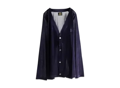 NEEDLES Flocky Printed V-neck Mesh Cardigan "Eggplant" NS263