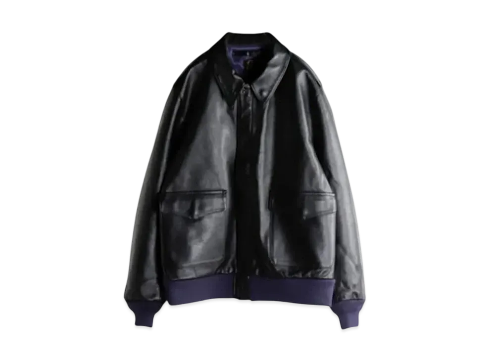 NEEDLES A-2 Flight Jacket Cowhide Leather "Black" PU082