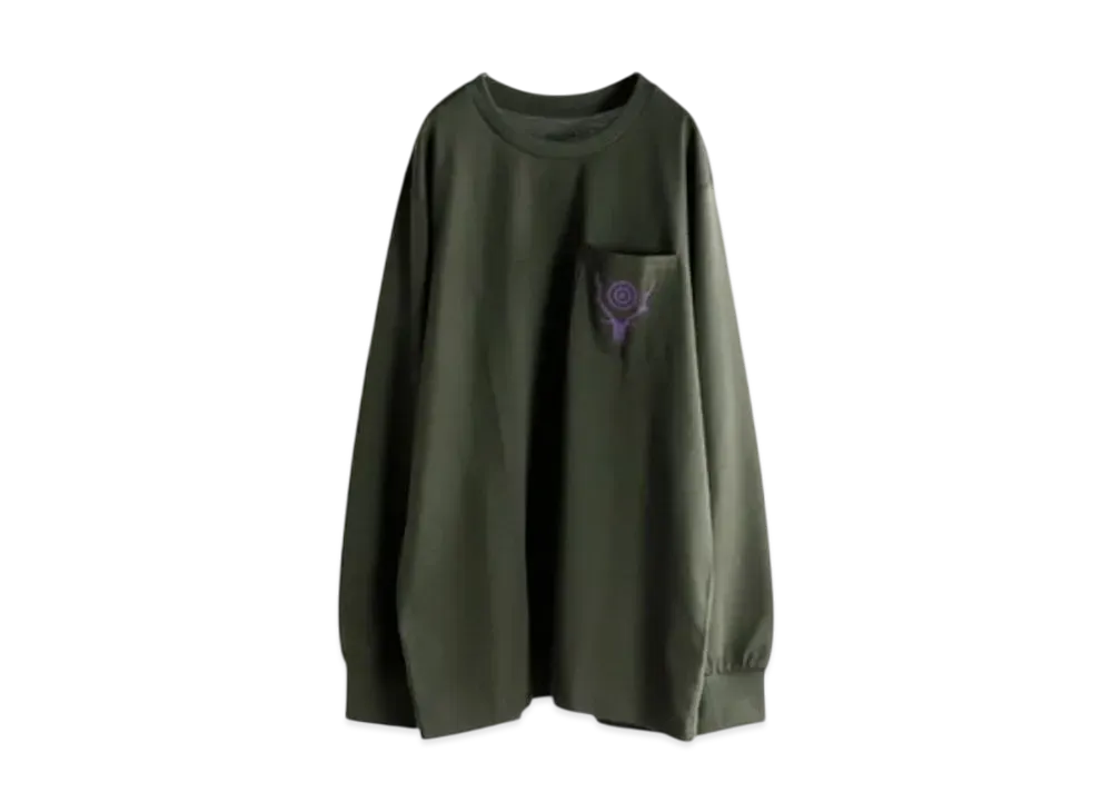SOUTH2 WEST8 Circle Horn Long Sleeve Round Pocket T-Shirt "Green" PU548