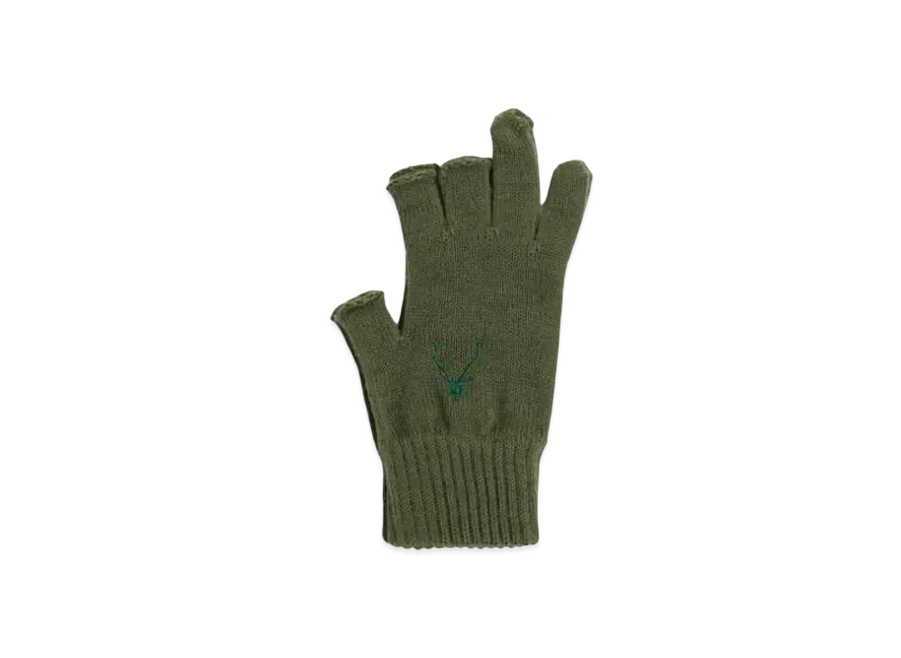 SOUTH2 WEST8 Wool & Acrylic Knit Gloves "Olive" PU434