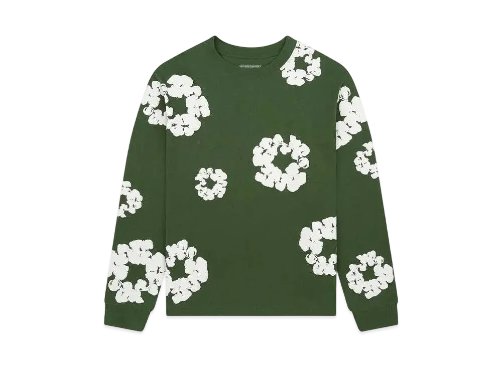 DENIM TEARS Long Sleeve Cotton Wreath Tee "Green"