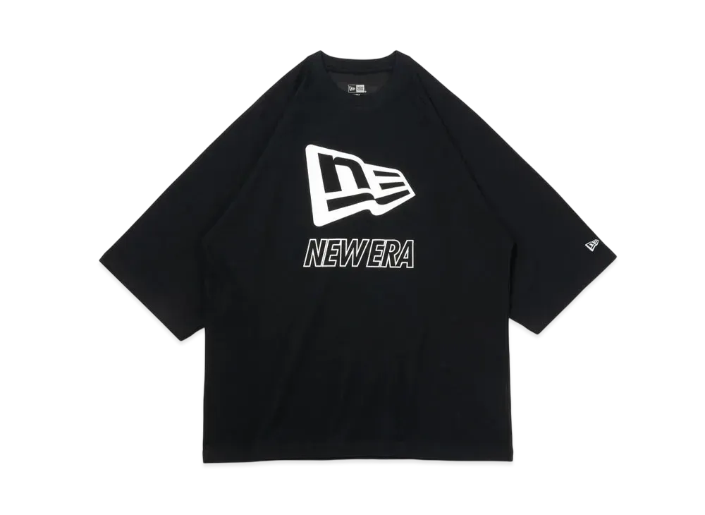 NEW ERA Performance Apparel 3/4 Sleeve Oversized Performance Raglan Sleeve T-Shirt Big Flag Logo "Black"