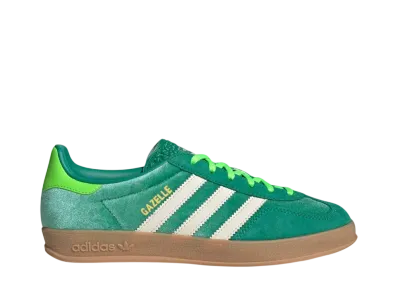 adidas Women's Gazelle Indoor "Semi Court Green/Cream White/Solar Green"