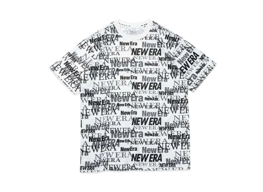 NEW ERA Performance Apparel Short Sleeve Tech T-shirt Text All Over "White"