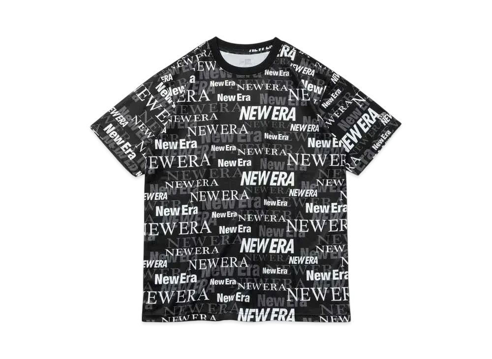 NEW ERA Performance Apparel Short Sleeve Tech T-shirt Text All Over "Black"