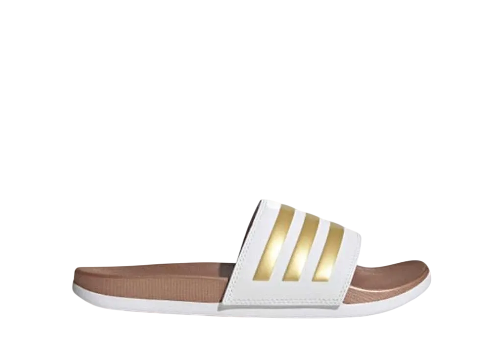 adidas Women's Adilette Comfort Slides "Cloud White/Matte Gold"