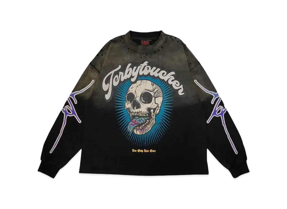T.C.R BY TOUCHER T.C.R Y.O.L.O. FADED L/S TEE "BLACK"